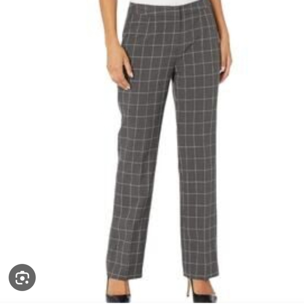 NWT Loft Panel‎ Plaid Grey Checkered Office Career Pants Slacks Size 14